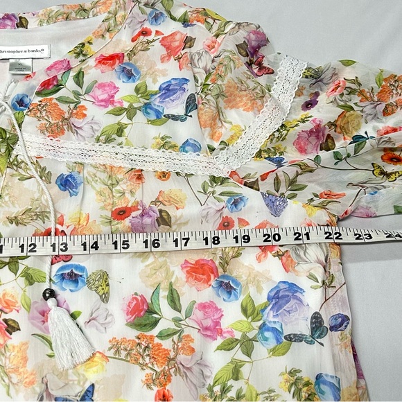 Womens Floral Butterfly Tunic Top Size XL Pullover Long Sleeve Fairy Cottage - Picture 9 of 13